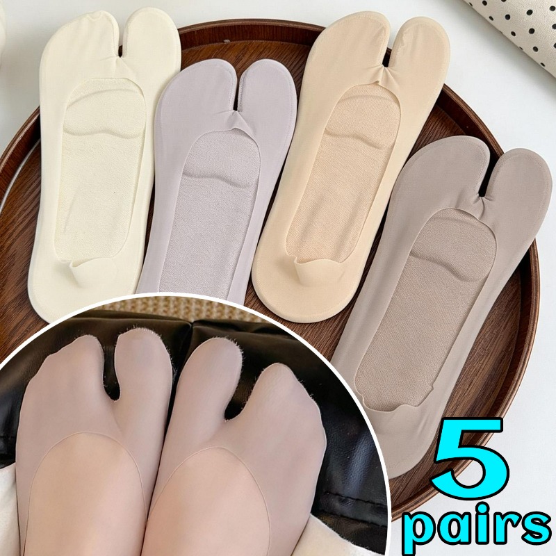 1/5pairs Women Ice Silk Tabi S - Toe Sock Split review and price